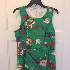 J Crew green floral sheath dress